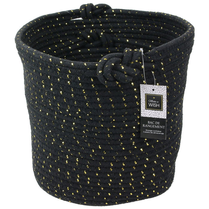 Totally Addict Lot de 3 Paniers de Rangement Noirs et Dorés