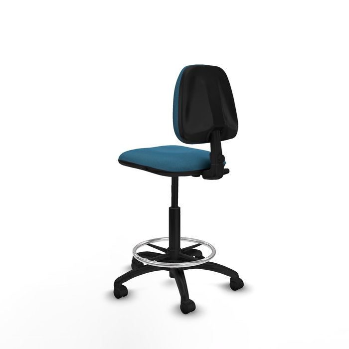 Tabouret Taburete Isso Contact permament de base Tissu Vert pétrole Structure polyamide noire Sans accoudoirs Sans appui-tête Roulettes en nylon 50 mm