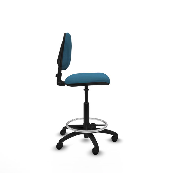 Tabouret Taburete Isso Contact permament de base Tissu Vert pétrole Structure polyamide noire Sans accoudoirs Sans appui-tête Roulettes en nylon 50 mm