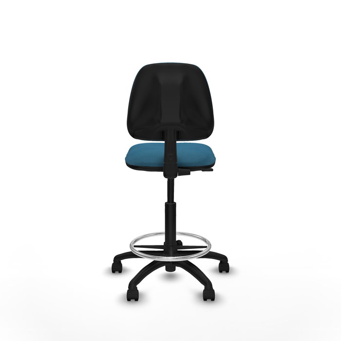 Tabouret Taburete Isso Contact permament de base Tissu Vert pétrole Structure polyamide noire Sans accoudoirs Sans appui-tête Roulettes en nylon 50 mm