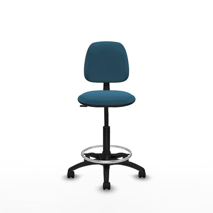 Tabouret Taburete Isso Contact permament de base Tissu Vert pétrole Structure polyamide noire Sans accoudoirs Sans appui-tête Roulettes en nylon 50 mm