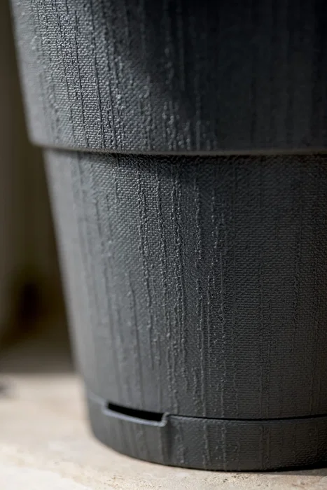 Stefanplast Pot de fleurs Ethica - Pot avec réserve d'eau - 40 x 39 cm (H) - 2 Litres - Gris Anthracite - Plastique durable