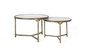GINER Y COLOMER - Lot de 2 tables basses rondes en fer et marbre, design contemporain, couleur doré et blanc