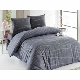BigBuy Home Parure de lit Gris Rayures (1 housse de couette 220 x 240 cm + 2 taies d'oreiller 60 x 60 cm) inevitable