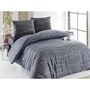 Parure de lit 1 housse de couette 220 x 240 cm + 2 taies d'oreiller 60 x 60 cm - 65% coton, 35% polyester - Gris - 120 fils