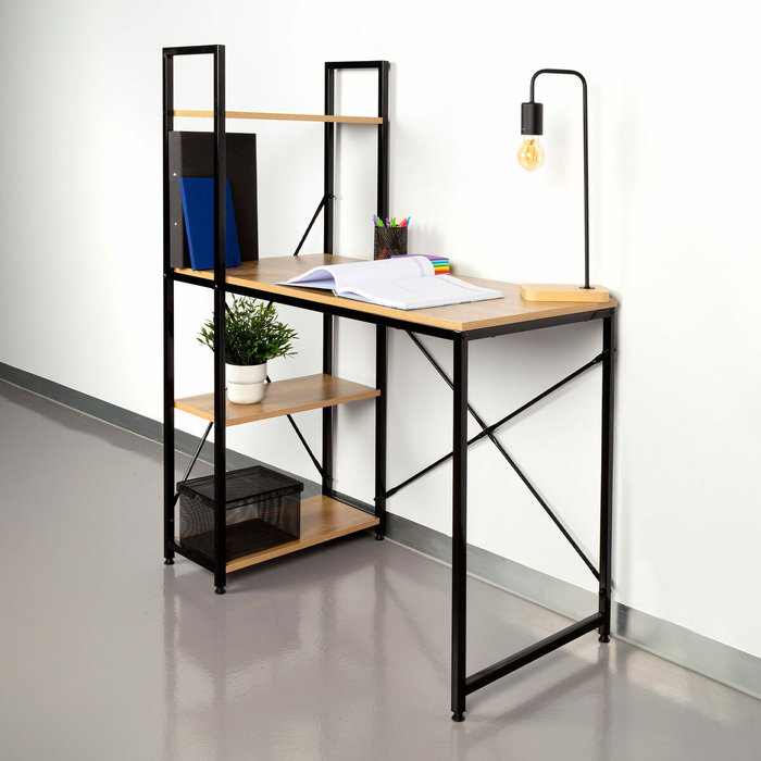 Bureau avec étagère Max Home Acier Mélamine Contre-plaqué 100 x 120 x 52 cm Bureau avec étagère Max Home Acier Mélamine Contre-plaqué 100 x 120 x 52 cm