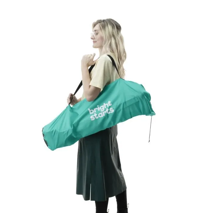 Bright Starts Pop N Dine - Chaise haute bébé portable et pliable, avec tablette amovible et harnais 3 points, pour enfants de 6 mois à 20 kg, tissu lavable, couleur ardoise