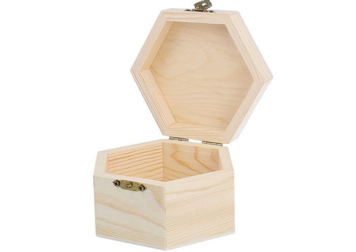 Innspiro Boîte hexagonale en bois de pin massif 12x10,5x7cm