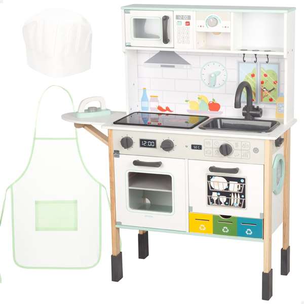 Color Baby Cuisine Électrique Woomax en Bois avec Lave-linge et Fer à Repasser Color Baby Cuisine Électrique Woomax en Bois avec Lave-linge et Fer à Repasser