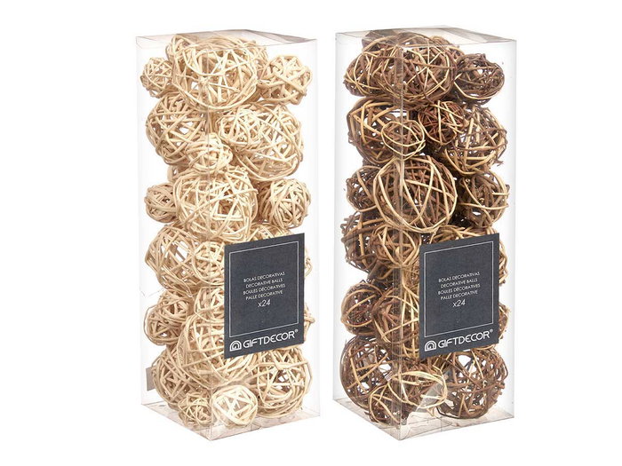 Giftdecor Set de 24 Boules de Décoration 2 Modèles Surt 10x30x10 cm Blanc et Noir (Set de 12)