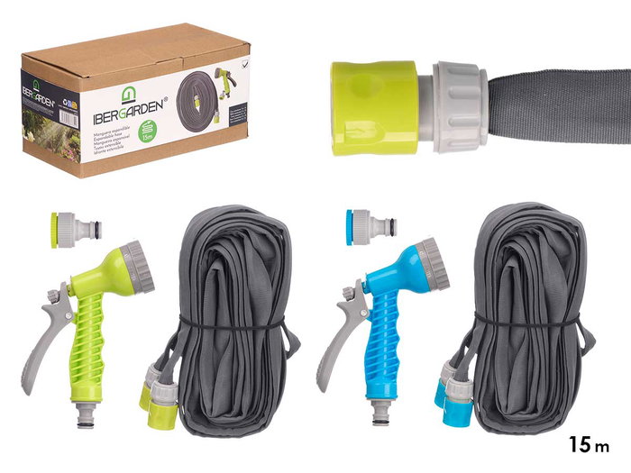 Ibergarden Manguera Expandible 15 mètres Bleu Vert Plastique ABS PP Spandex TPE 26.5x16x12 cm (Set de 6) Ibergarden Manguera Expandible 15 mètres Bleu Vert Plastique ABS PP Spandex TPE 26.5x16x12 cm (Set de 6)