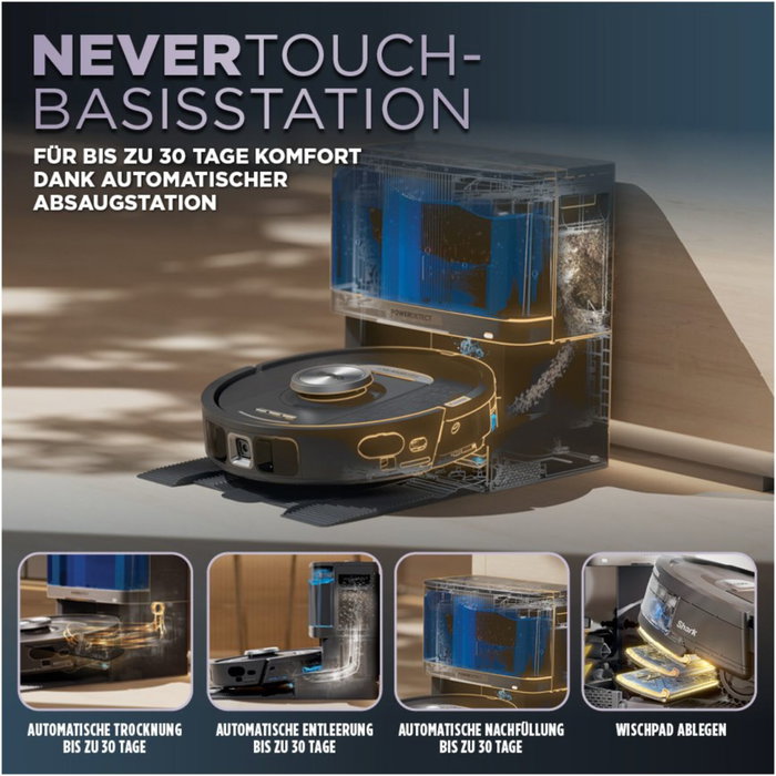 Shark PowerDetect NeverTouch Robot Aspirateur et Laveur avec Vidage Automatique