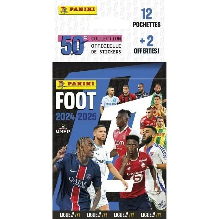 Panini Album Stickers Football Ligue 1 2024-2025 - Blister McDonalds avec 12 Pochettes + 2 Offertes - 98 Stickers - Pour Collectionneurs