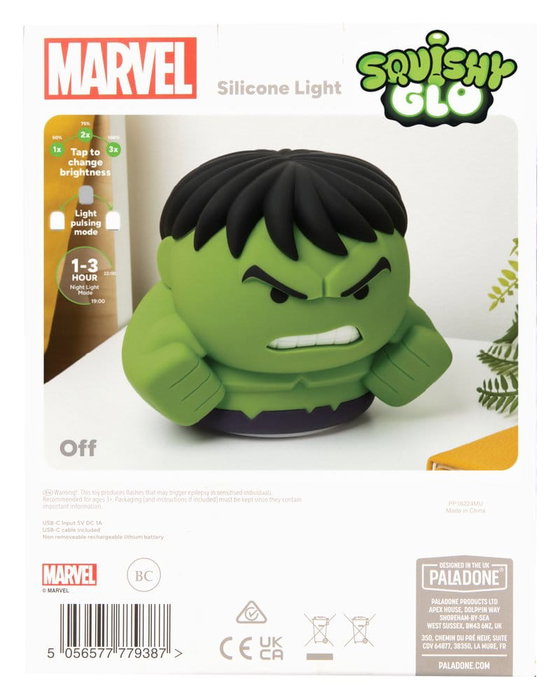 Paladone Products Marvel Universe SquishyGlo lampe Hulk Rechargeable 15 cm Paladone Products Marvel Universe SquishyGlo lampe Hulk Rechargeable 15 cm
