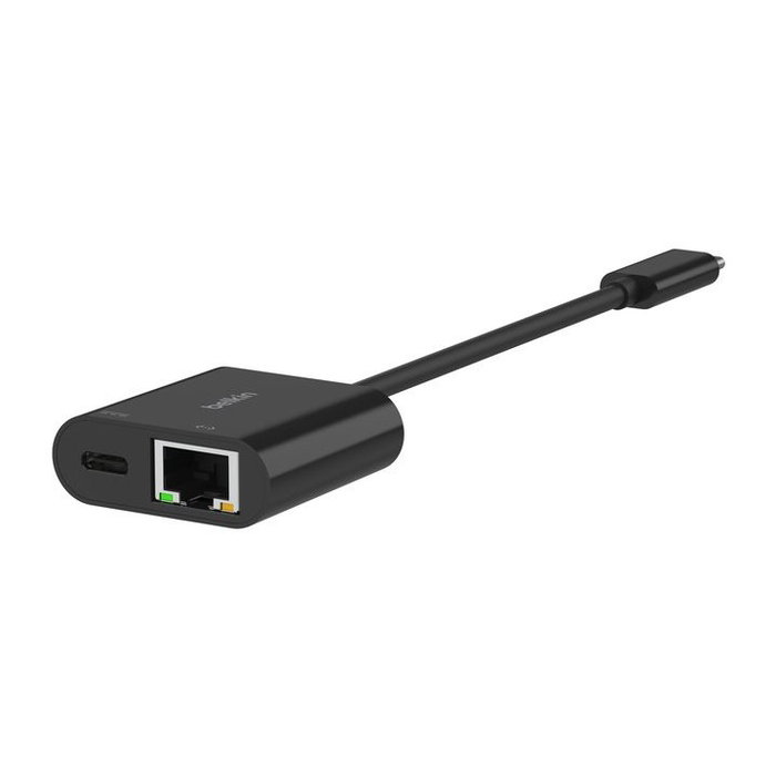 Belkin INC019BTBK Adaptateur USB-C vers Ethernet Gigabit + Charge 100 W Noir, Compatible MacBook iPad Pro Surface Belkin INC019BTBK Adaptateur USB-C vers Ethernet Gigabit + Charge 100 W Noir, Compatible MacBook iPad Pro Surface