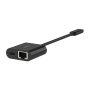 Belkin INC019BTBK Adaptateur USB-C vers Ethernet Gigabit + Charge 100 W Noir, Compatible MacBook iPad Pro Surface