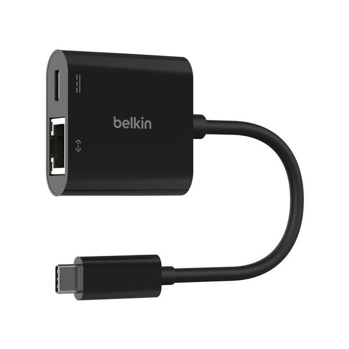 Belkin INC019BTBK Adaptateur USB-C vers Ethernet Gigabit + Charge 100 W Noir, Compatible MacBook iPad Pro Surface Belkin INC019BTBK Adaptateur USB-C vers Ethernet Gigabit + Charge 100 W Noir, Compatible MacBook iPad Pro Surface