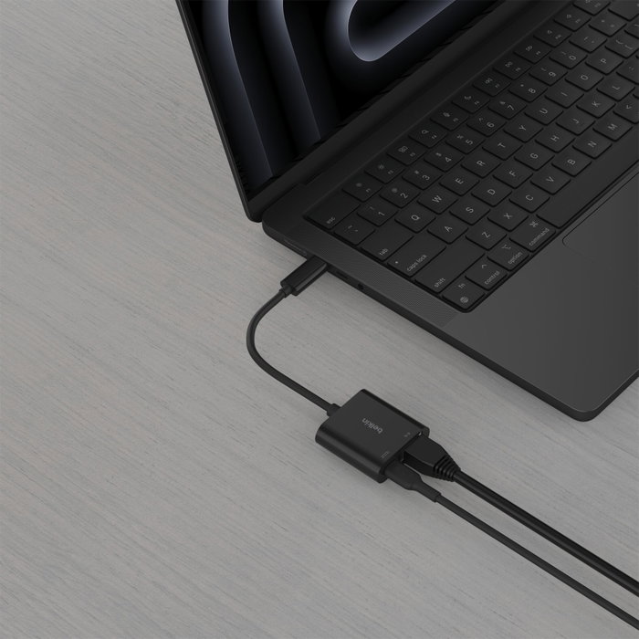 Belkin INC019BTBK Adaptateur USB-C vers Ethernet Gigabit et Charge 100W Noir Belkin INC019BTBK Adaptateur USB-C vers Ethernet Gigabit et Charge 100W Noir