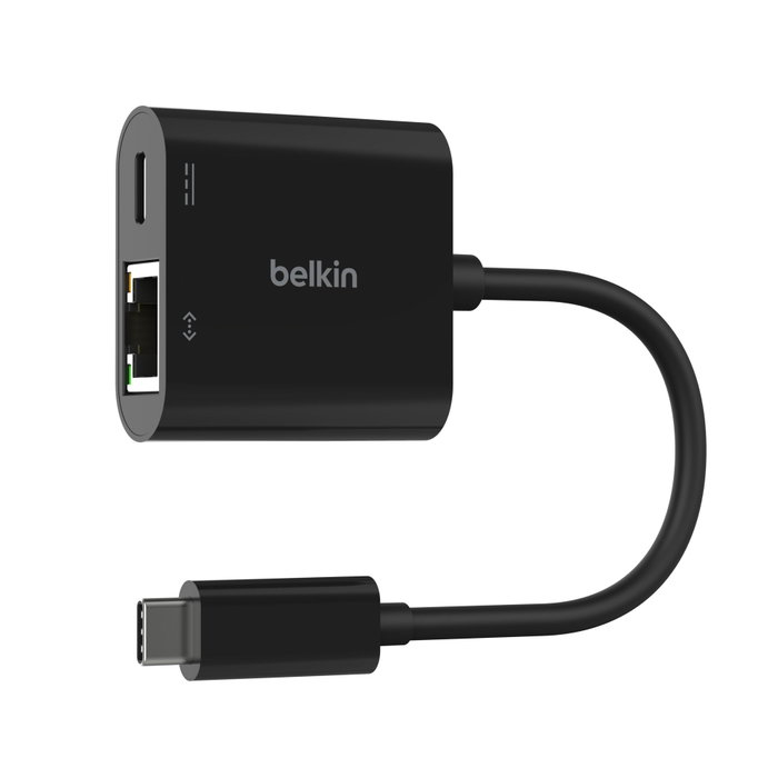 Belkin INC019BTBK Adaptateur USB-C vers Ethernet Gigabit et Charge 100W Noir Belkin INC019BTBK Adaptateur USB-C vers Ethernet Gigabit et Charge 100W Noir