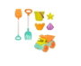 Color Baby Camion de plage 18 cm avec pelle, râteau, seau et 3 moules - dès 18 mois