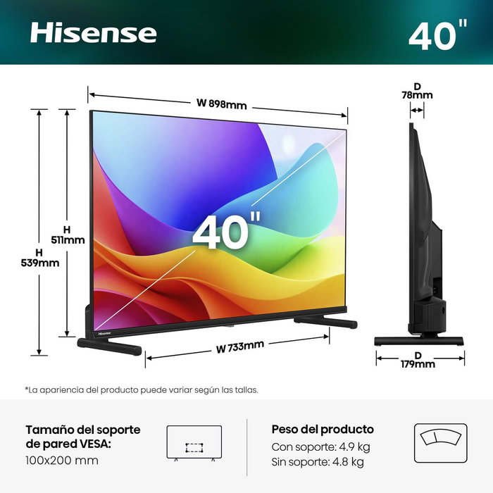 Hisense Smart TV 40A5S 40 pouces Full HD QLED HDMI noir Hisense Smart TV 40A5S 40 pouces Full HD QLED HDMI noir