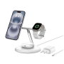 Belkin WIZ023VFWH Base de Charge 3-en-1 Qi2 15W Boost Charge Blanche