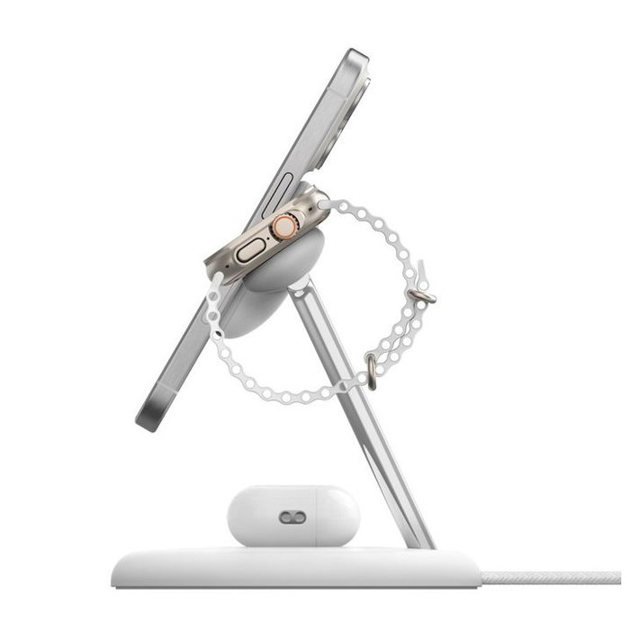 Belkin WIZ023VFWH Base de Charge 3-en-1 Qi2 15W Boost Charge Blanche