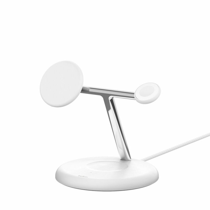 Belkin Base de charge sans fil 3 en 1 WIZ023VFWH, Qi2, Blanc Belkin Base de charge sans fil 3 en 1 WIZ023VFWH, Qi2, Blanc