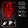 Forever Lampe Luminaire Neon LED Bolt Rouge avec Support Bureau | USB ou Piles | 34 cm