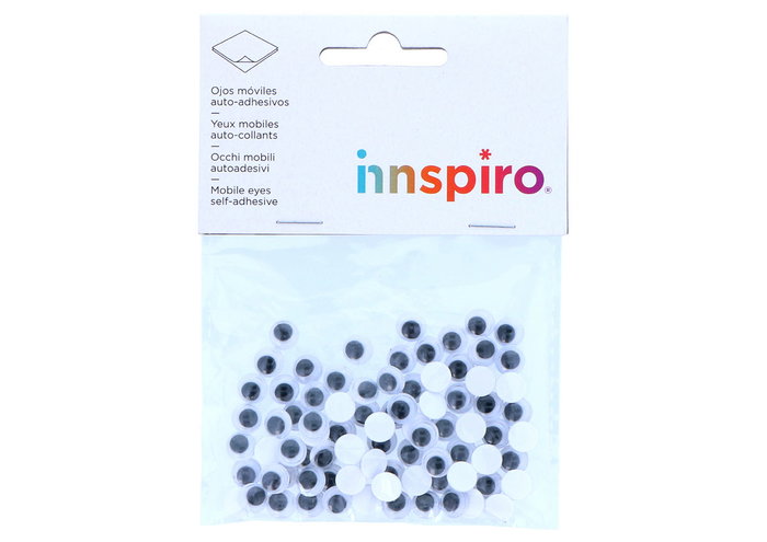Innspiro Oeil mobiles noirs autocollants ronds 8mm, 80 unités Innspiro Oeil mobiles noirs autocollants ronds 8mm, 80 unités