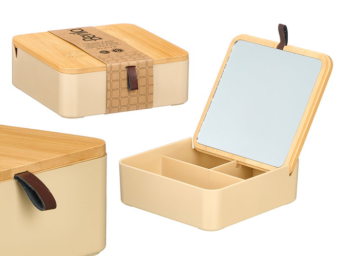 Berilo Organisateur plastique miroir bambou beige 14x5x14 cm (Set de 12) Berilo Organisateur plastique miroir bambou beige 14x5x14 cm (Set de 12)
