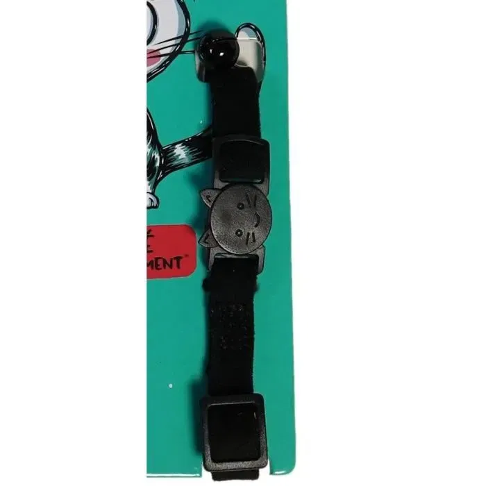 Aime Collier pour Chat Velours Noir, Motifs Rouges et Blancs avec Grelot Argenté Réfléchissant, Ajustable 18-28 cm, Sécurité Anti-Étranglement