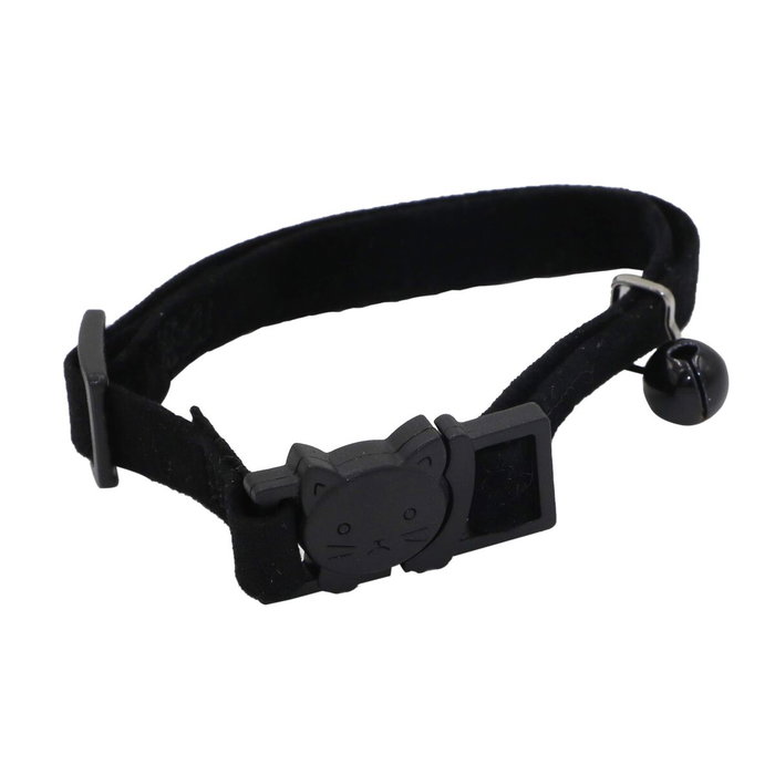 Aime Collier Velours Noir pour Chat avec Grelot et Boucle de Sécurité