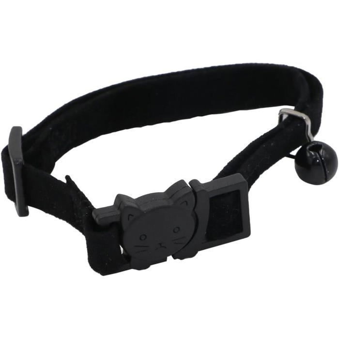 Aime Collier Velours Noir pour Chat avec Grelot et Boucle de Sécurité