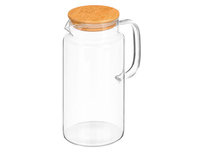 VIVALTO Carafe ronde en borosilicate 1,2L avec couvercle en bambu