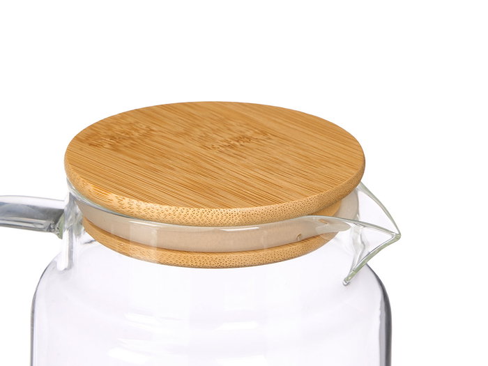 VIVALTO Carafe ronde en borosilicate 1,2L avec couvercle en bambu