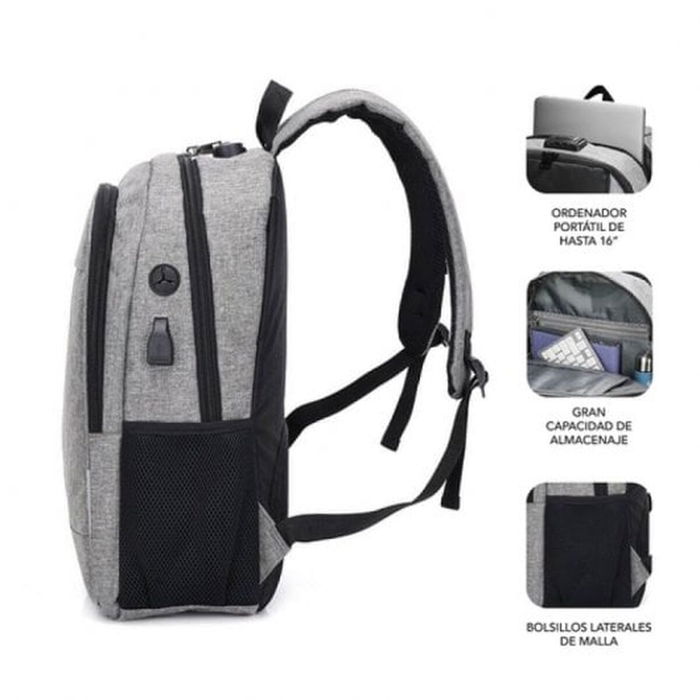 Sac à Dos pour Portable et Tablette avec Sortie USB Subblim SUB-BP-1UL0001 Gris Sac à Dos pour Portable et Tablette avec Sortie USB Subblim SUB-BP-1UL0001 Gris