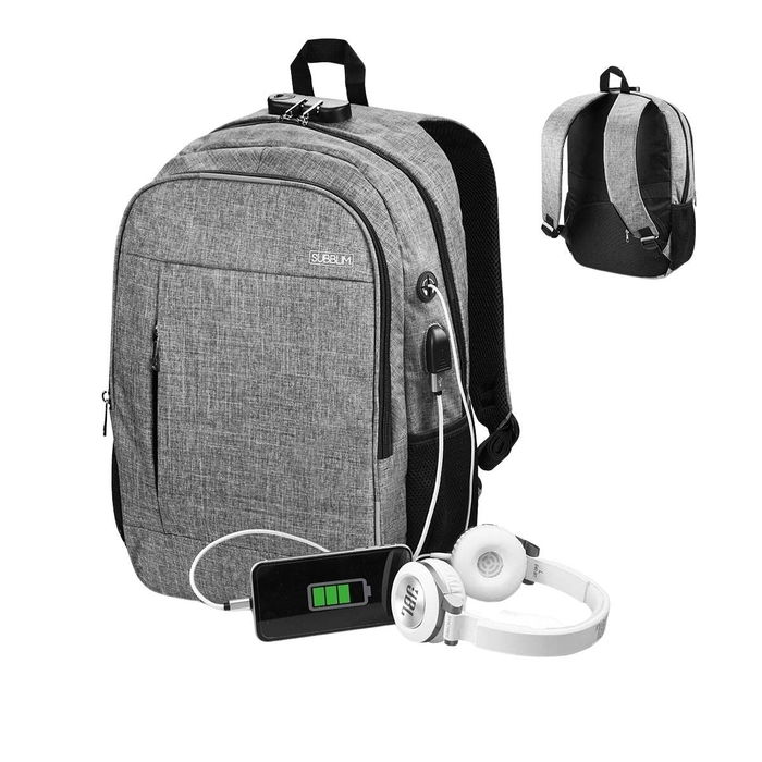 Sac à Dos pour Portable et Tablette avec Sortie USB Subblim SUB-BP-1UL0001 Gris Sac à Dos pour Portable et Tablette avec Sortie USB Subblim SUB-BP-1UL0001 Gris