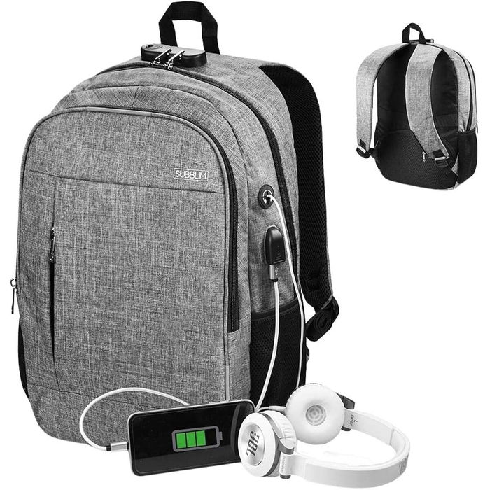 Sac à Dos pour Portable et Tablette avec Sortie USB Subblim SUB-BP-1UL0001 Gris Sac à Dos pour Portable et Tablette avec Sortie USB Subblim SUB-BP-1UL0001 Gris