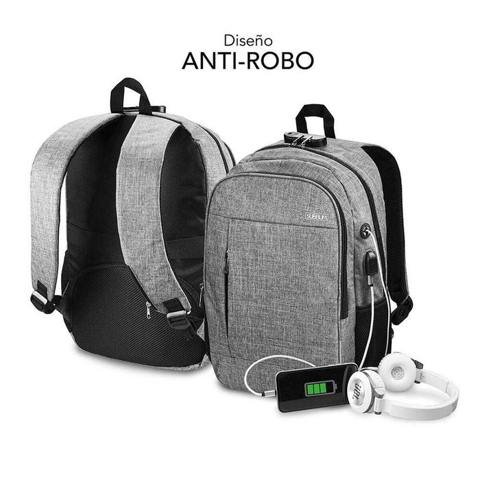 Sac à Dos pour Portable et Tablette avec Sortie USB Subblim SUB-BP-1UL0001 Gris Sac à Dos pour Portable et Tablette avec Sortie USB Subblim SUB-BP-1UL0001 Gris