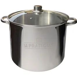 Le Pratique Traiteur en Inox Ø 28 cm - 14 L avec Couvercle Verre
