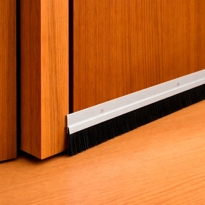 WOLFPACK LINEA PROFESIONAL Bas de porte aluminium blanc à caoutchouc 1 mètre