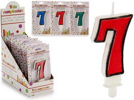 Arte Regal Bougie Anniversaire 7 Surtis Couleurs Assorties 2x14x8 cm (Set de 72)