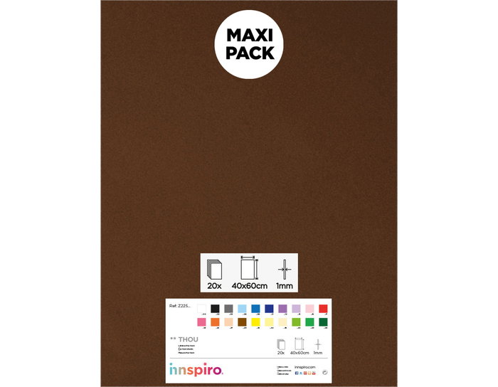 Innspiro Lot de 20 feuilles de mousse EVA marron 40x60 cm 1mm Innspiro Lot de 20 feuilles de mousse EVA marron 40x60 cm 1mm