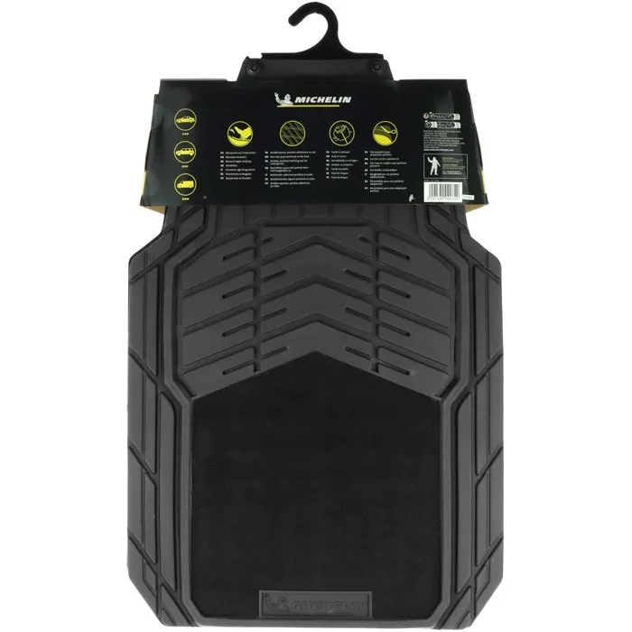 Michelin Tapis de voiture avant universel - 2 tapis caoutchouc et moquette noir/gris