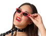 Lunettes de Soleil Vintage Oeil de Chat des Années 50 Rouge à Pois Blancs - Accessoire Déguisement Rockabilly