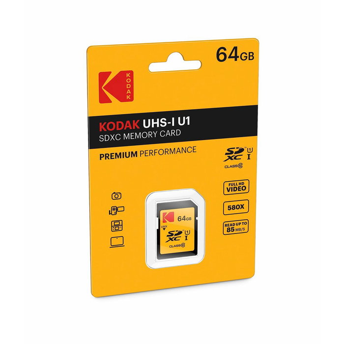 Carte Mémoire Micro SD avec Adaptateur Kodak EKMSD64GXC10K 64 GB Carte Mémoire Micro SD avec Adaptateur Kodak EKMSD64GXC10K 64 GB