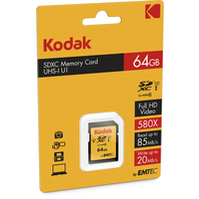 Carte Mémoire Micro SD avec Adaptateur Kodak EKMSD64GXC10K 64 GB Carte Mémoire Micro SD avec Adaptateur Kodak EKMSD64GXC10K 64 GB
