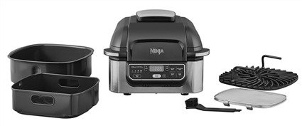 Ninja AG301EU Grill de cuisine + Friteuse à air 5-en-1 Ninja Foodi - 5,7 L, 3,8 L, parrillade pour 4 personnes (Cuit, grille, frit, rôtit, déshydrate)