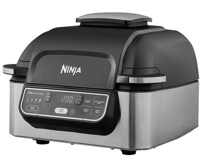 Ninja AG301EU Grill de cuisine + Friteuse à air 5-en-1 Ninja Foodi - 5,7 L, 3,8 L, parrillade pour 4 personnes (Cuit, grille, frit, rôtit, déshydrate)
